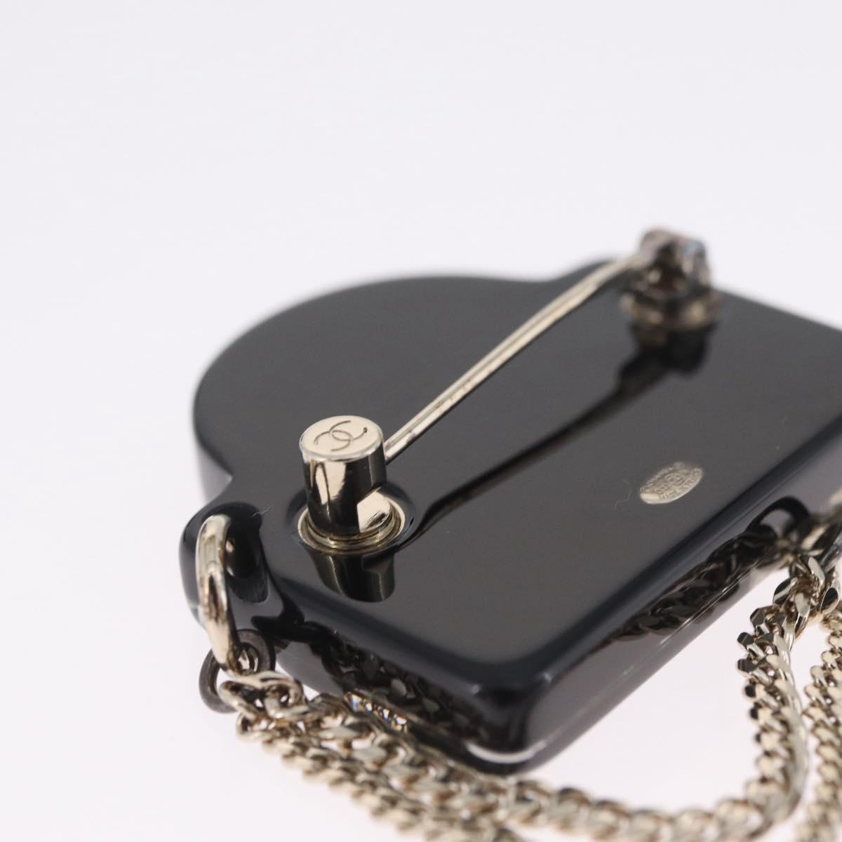 CHANEL Brooch Plastic Black CC Auth 211855M