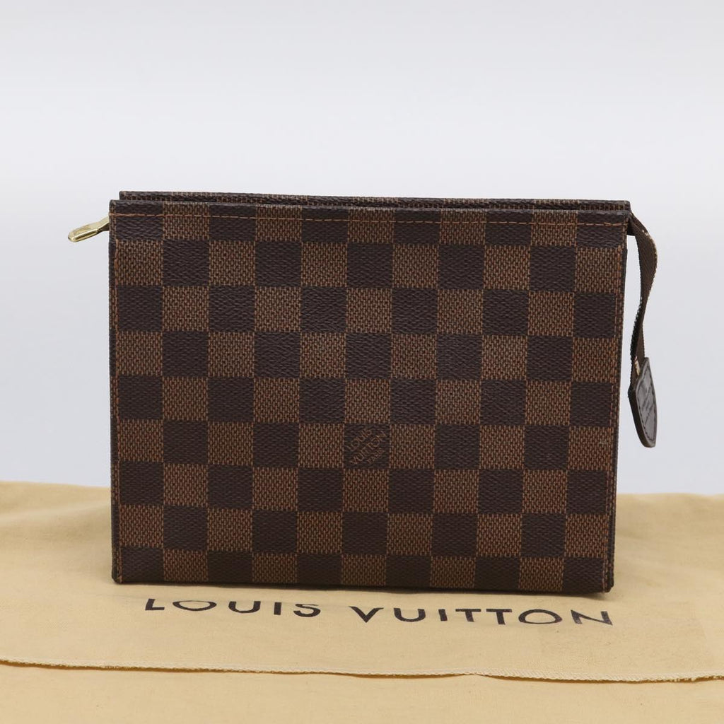 LOUIS VUITTON Damier Ebene Poche Toilette 19 Pouch N47544 LV Auth 211857M