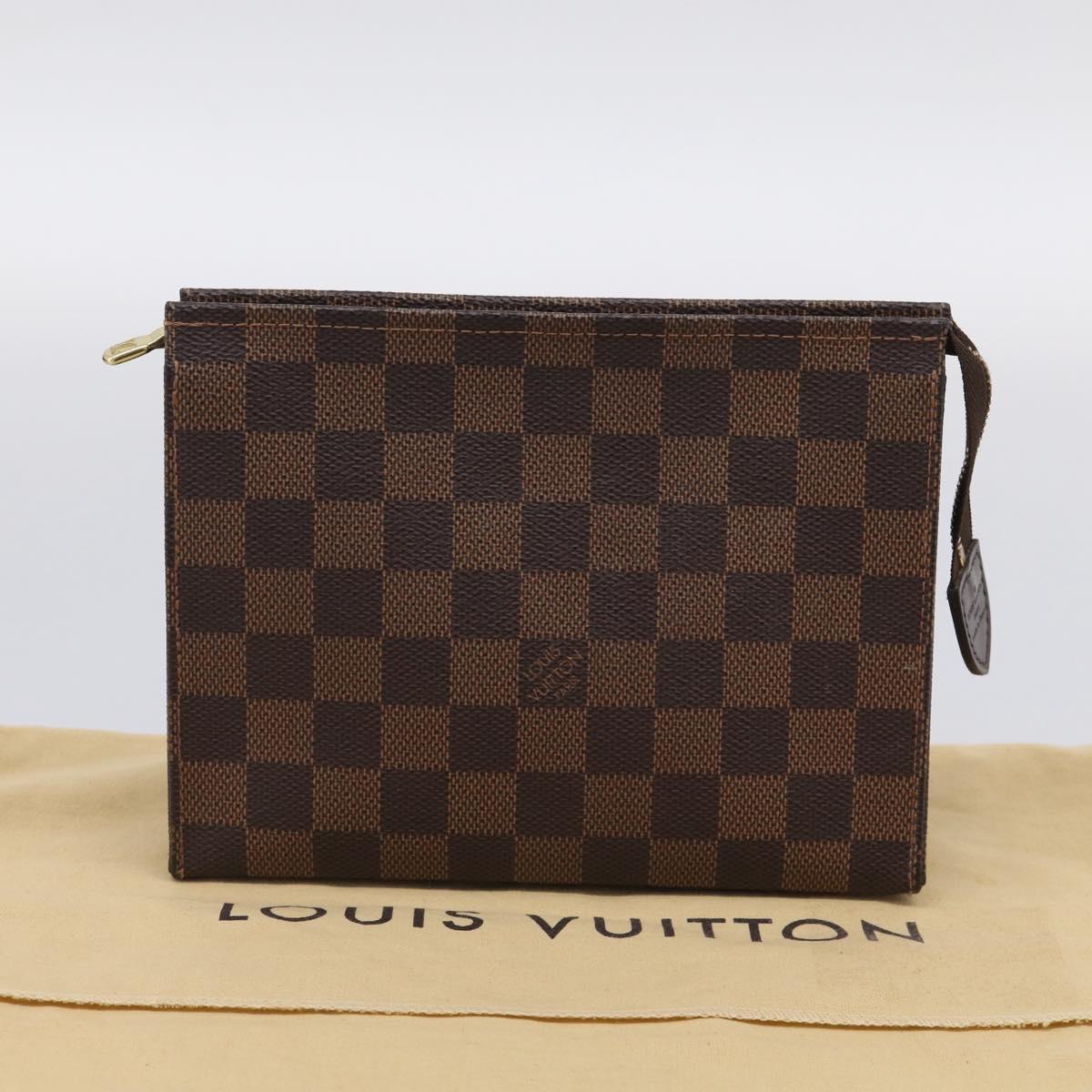 LOUIS VUITTON Damier Ebene Poche Toilette 19 Pouch N47544 LV Auth 211857M