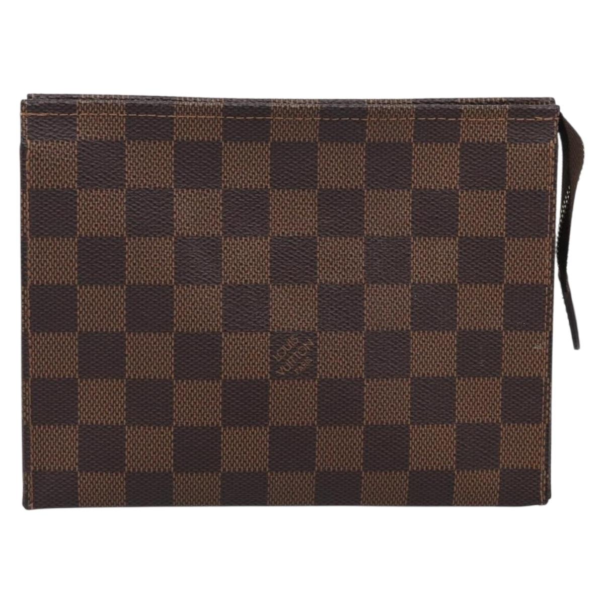 LOUIS VUITTON Damier Ebene Poche Toilette 19 Pouch N47544 LV Auth 211857M