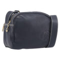 LOEWE Anagram Shoulder Bag Leather Navy Gold Auth 211867A