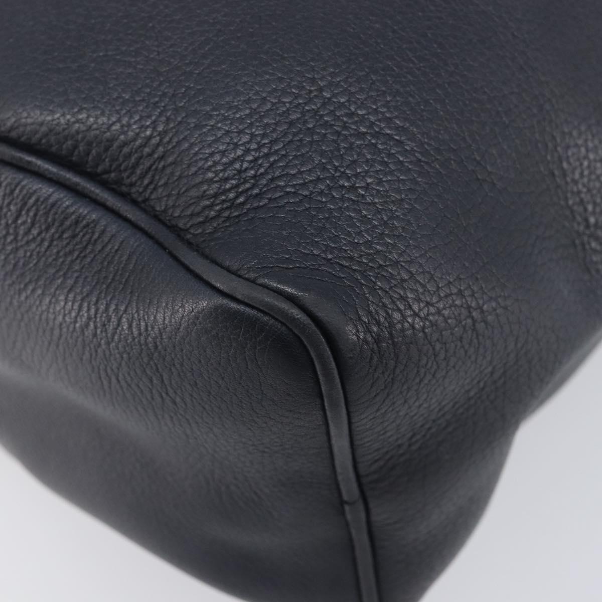 LOEWE Anagram Shoulder Bag Leather Navy Gold Auth 211867A
