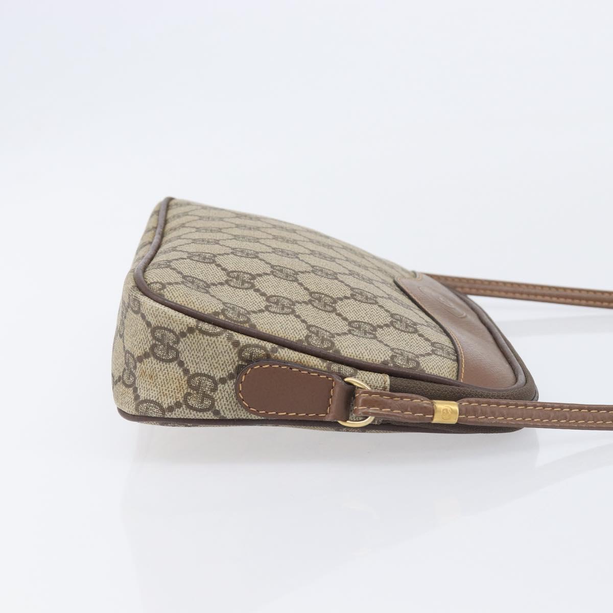 GUCCI GG Supreme Shoulder Bag PVC Beige Gold Auth 211882
