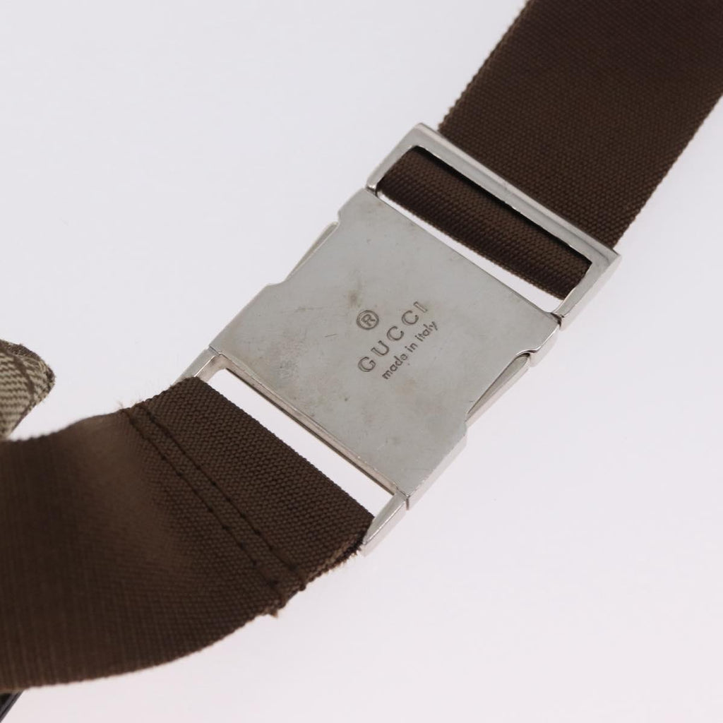 GUCCI GG Canvas Waist Bag Beige Silver 28566 Auth 211883
