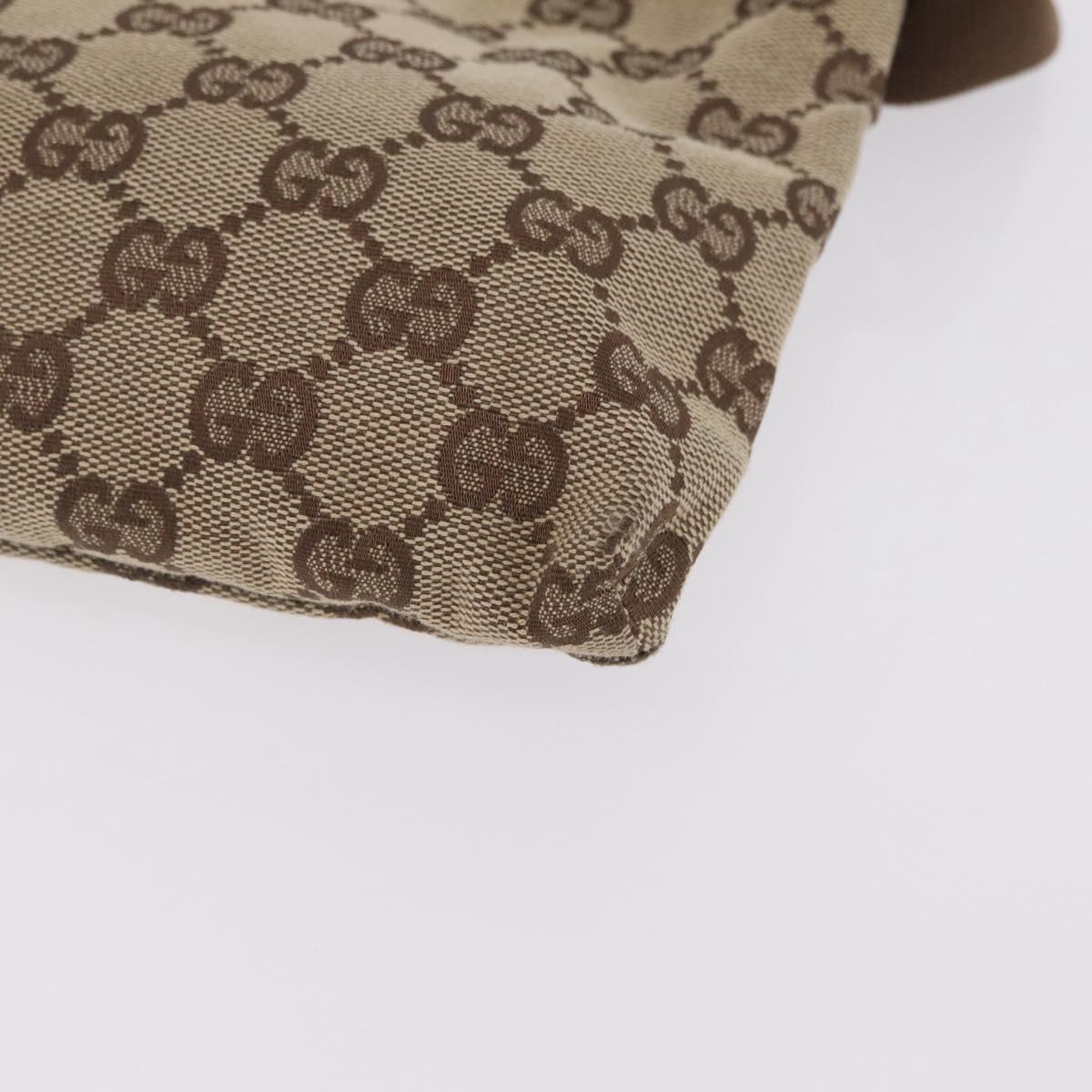GUCCI GG Canvas Waist Bag Beige Silver 28566 Auth 211883