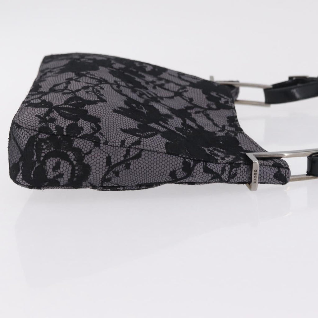 GUCCI Shoulder Bag Satin Purple Silver Auth 211898V
