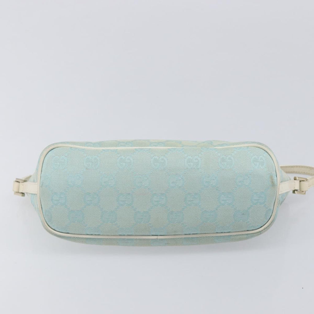 GUCCI GG Canvas Accessory Pouch Light Blue Gold 039 1103 Auth 211979