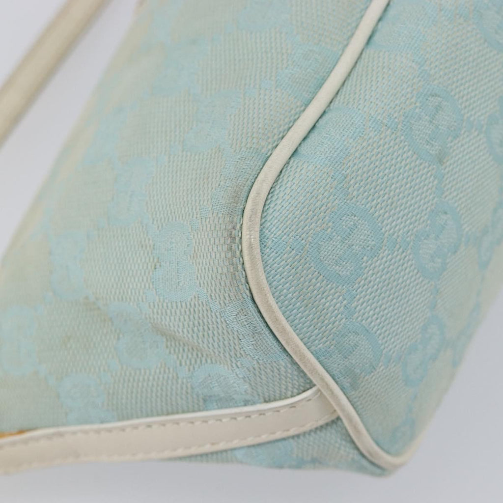 GUCCI GG Canvas Accessory Pouch Light Blue Gold 039 1103 Auth 211979