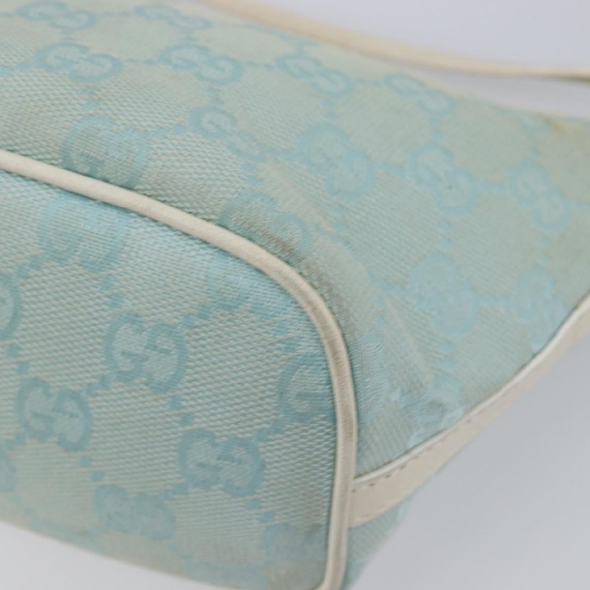GUCCI GG Canvas Accessory Pouch Light Blue Gold 039 1103 Auth 211979