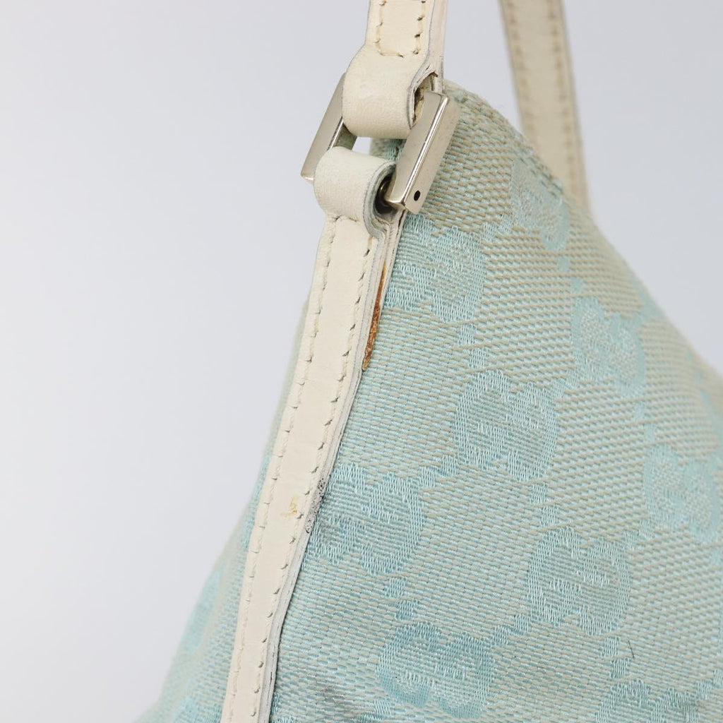 GUCCI GG Canvas Accessory Pouch Light Blue Gold 039 1103 Auth 211979