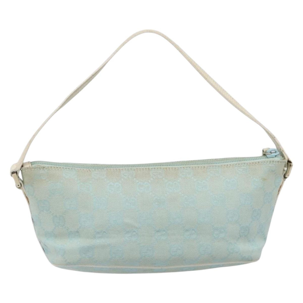 GUCCI GG Canvas Accessory Pouch Light Blue Gold 039 1103 Auth 211979