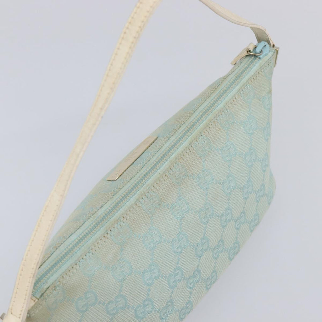 GUCCI GG Canvas Accessory Pouch Light Blue Gold 039 1103 Auth 211979