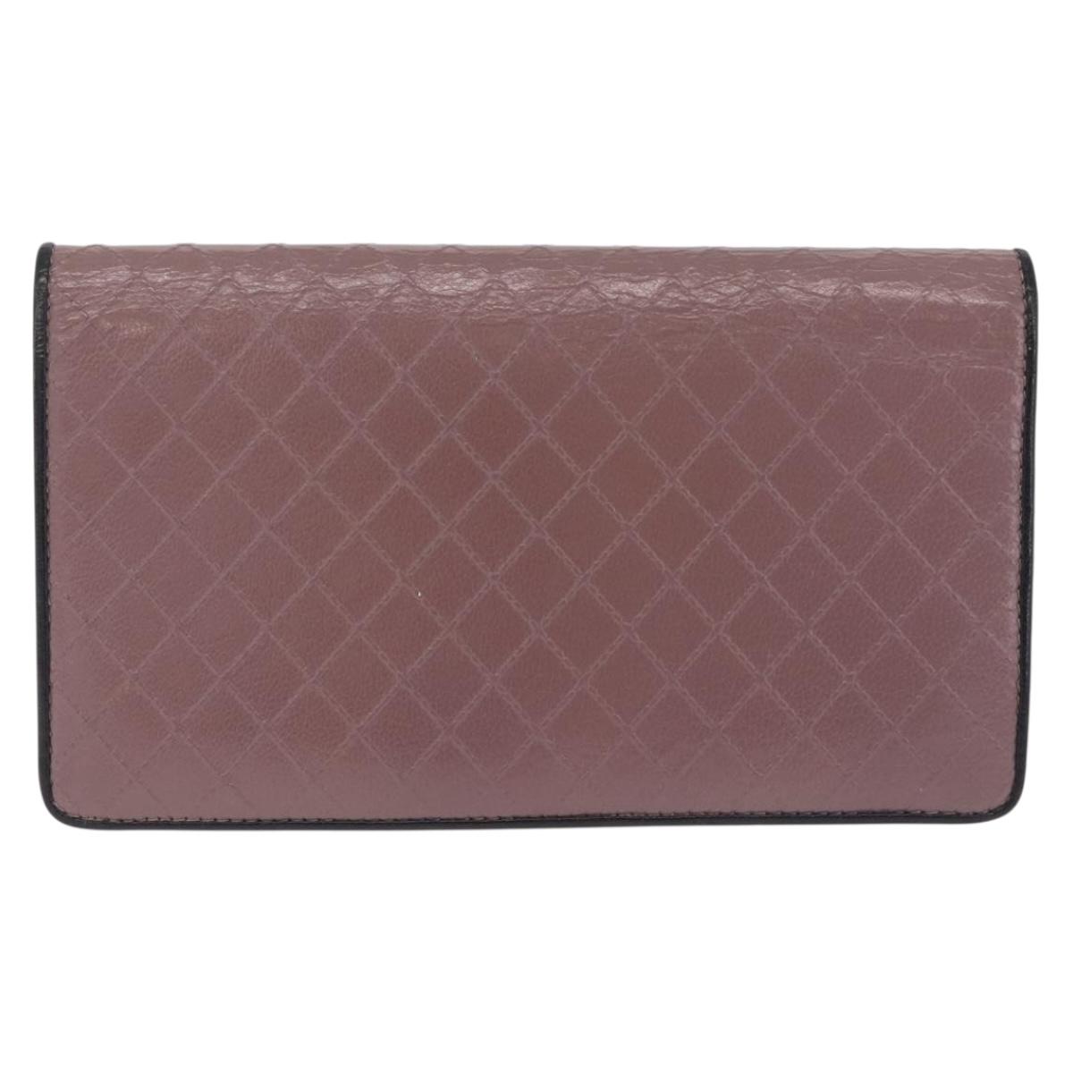 CHANEL Bicolore Long Wallet Leather Purple Silver CC Auth 211981V