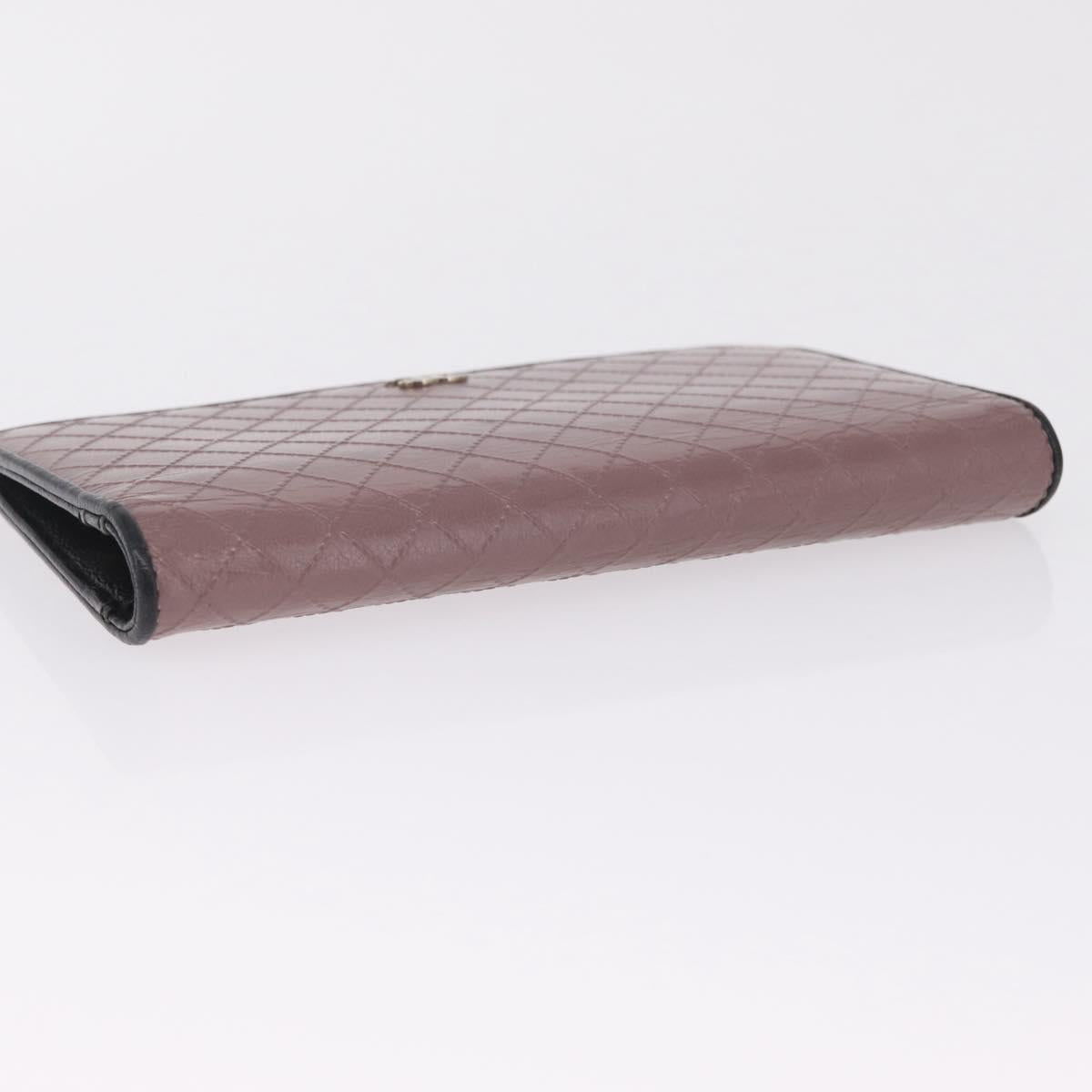 CHANEL Bicolore Long Wallet Leather Purple Silver CC Auth 211981V