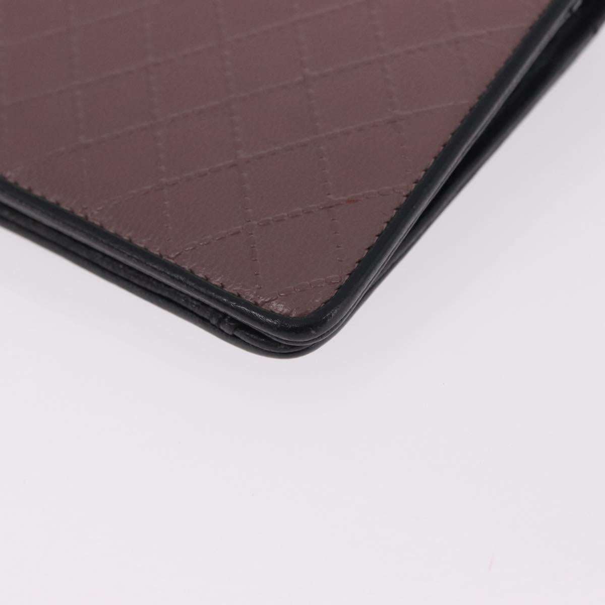 CHANEL Bicolore Long Wallet Leather Purple Silver CC Auth 211981V
