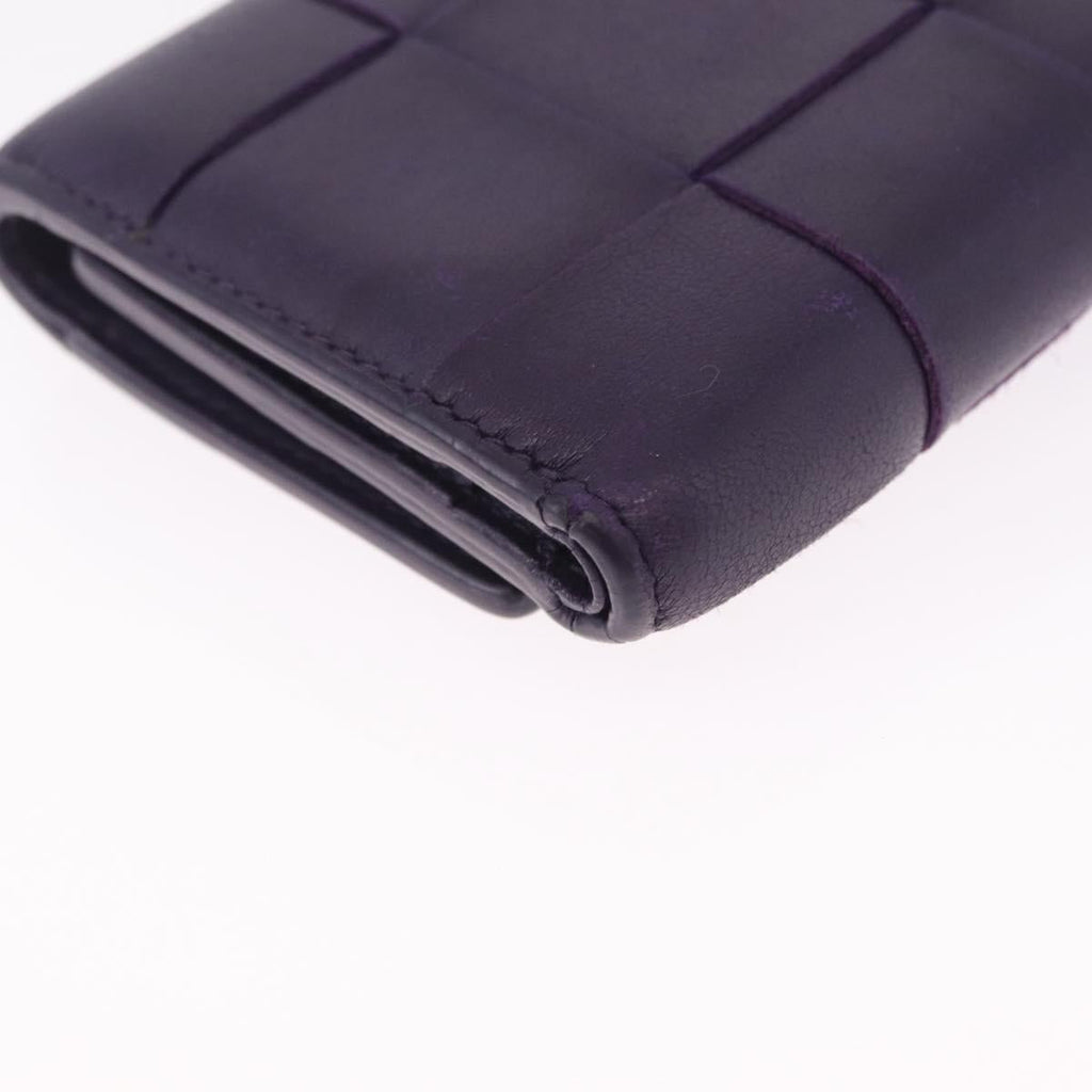 Bottega Veneta MAXI INTRECCIATO Cassette Wallet Leather Purple Gold Auth 211988A