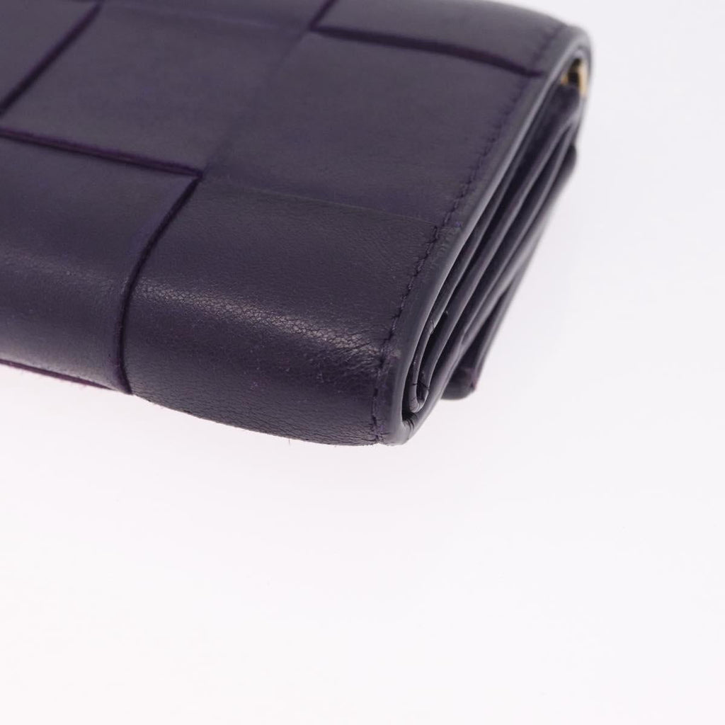 Bottega Veneta MAXI INTRECCIATO Cassette Wallet Leather Purple Gold Auth 211988A