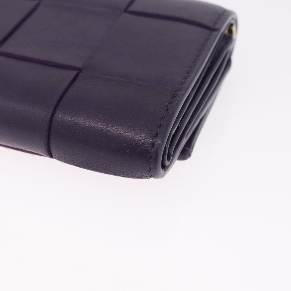 Bottega Veneta MAXI INTRECCIATO Cassette Wallet Leather Purple Gold Auth 211988A