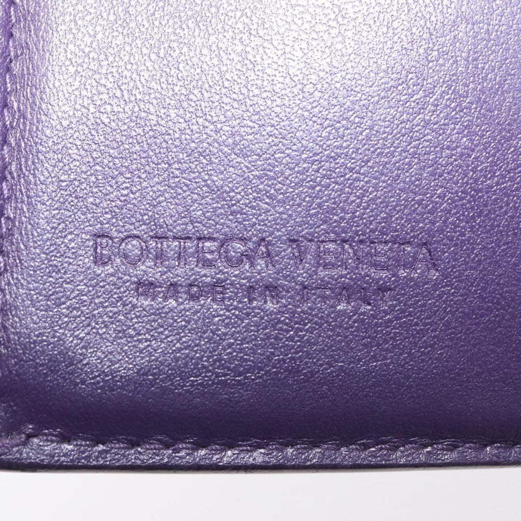 Bottega Veneta MAXI INTRECCIATO Cassette Wallet Leather Purple Gold Auth 211988A