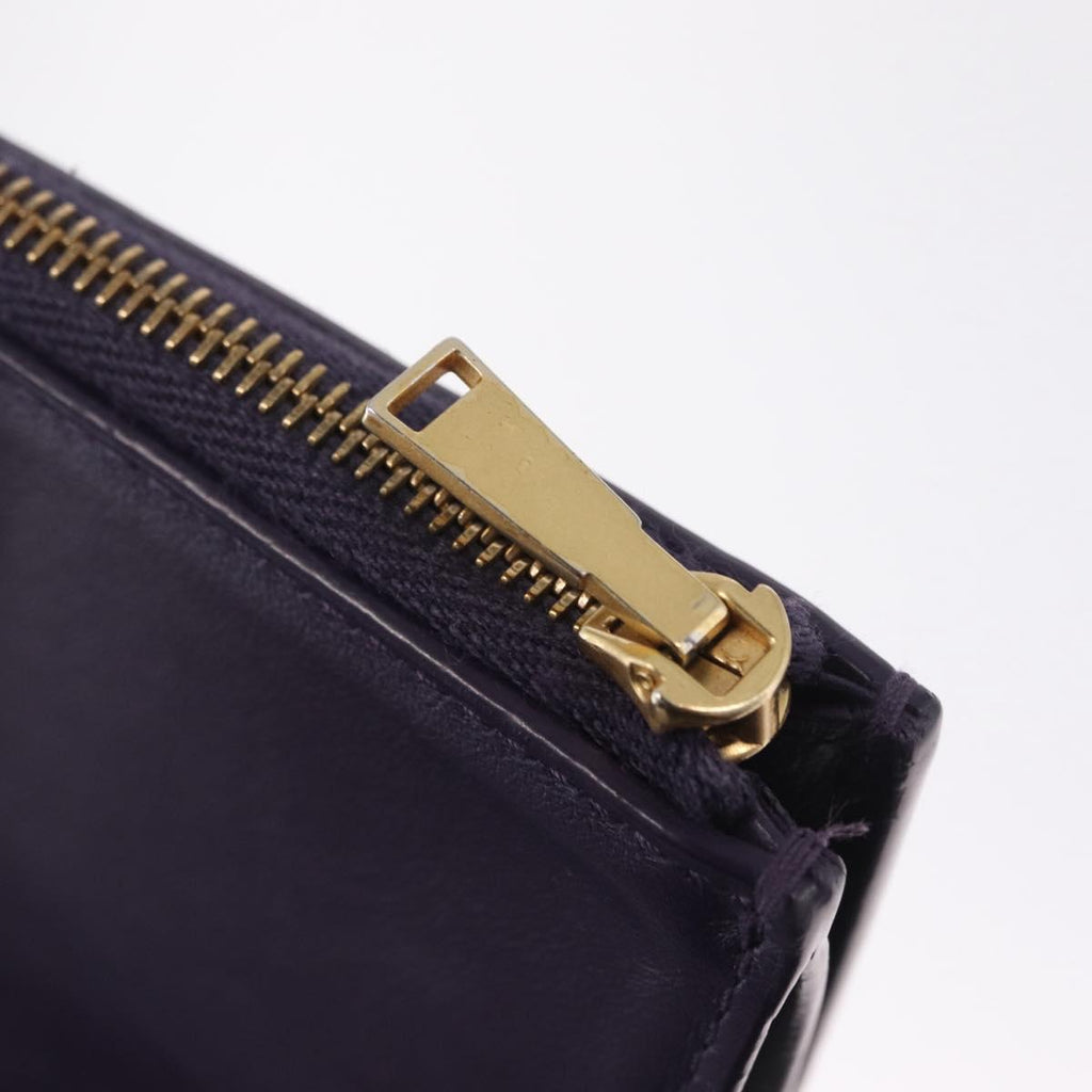 Bottega Veneta MAXI INTRECCIATO Cassette Wallet Leather Purple Gold Auth 211988A