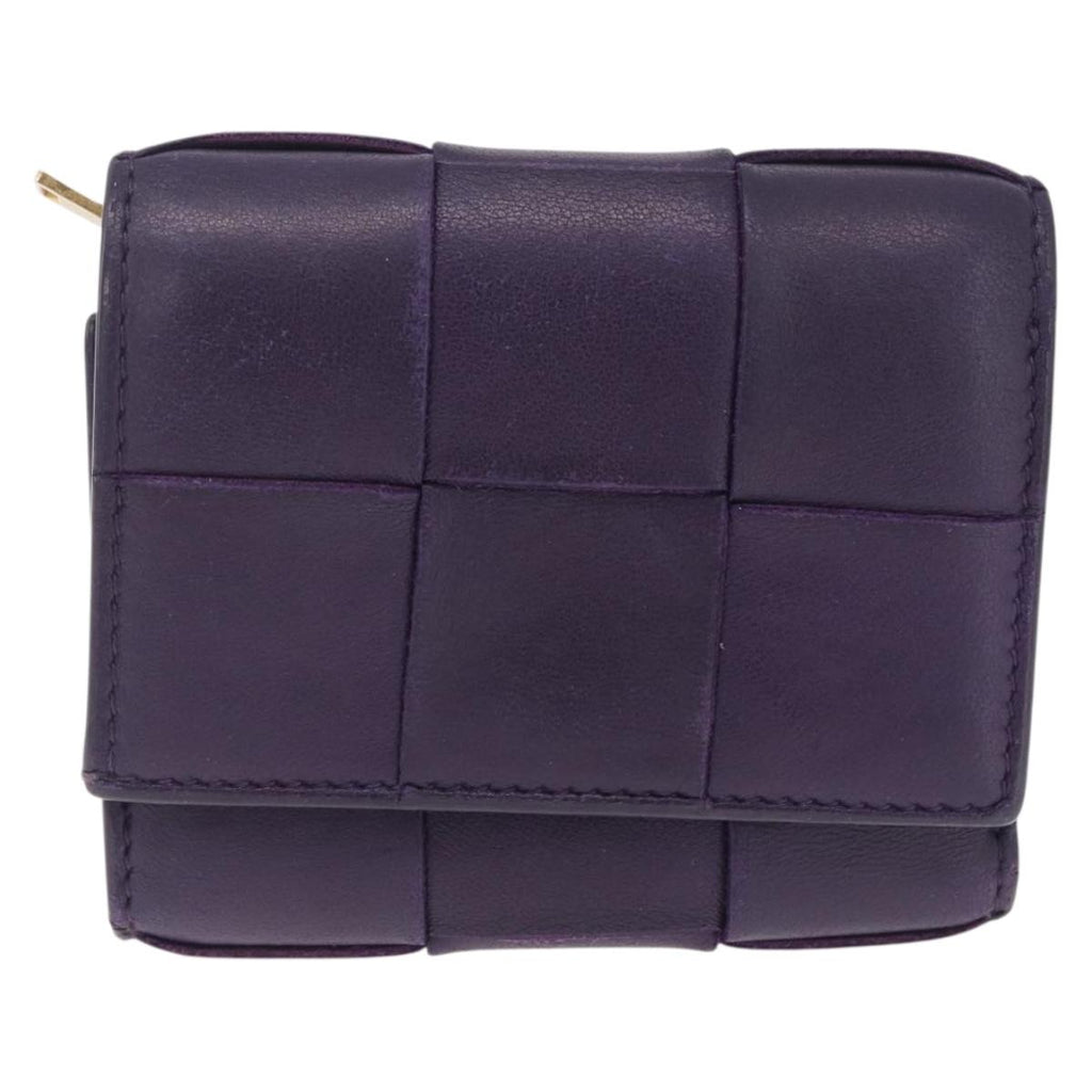Bottega Veneta MAXI INTRECCIATO Cassette Wallet Leather Purple Gold Auth 211988A