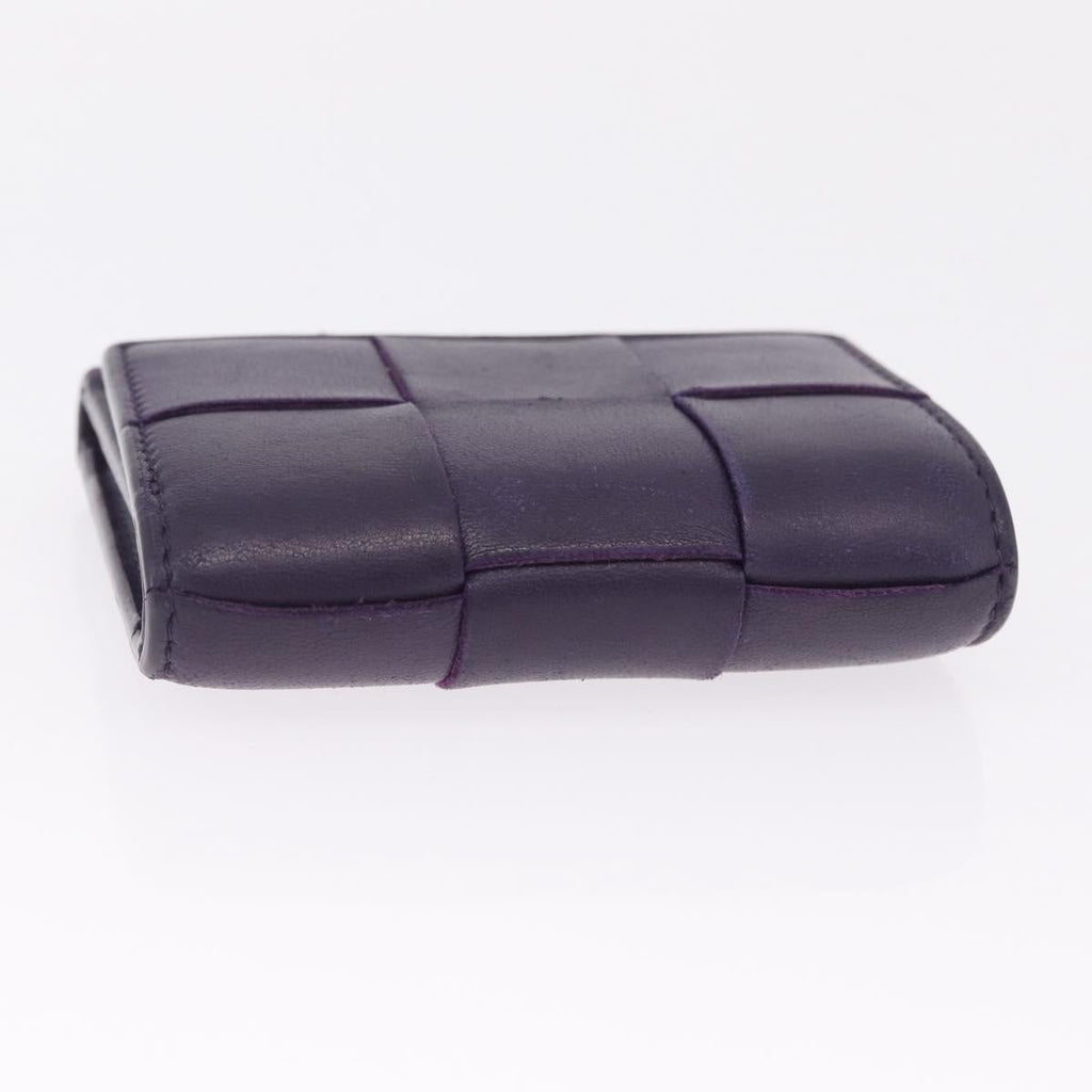 Bottega Veneta MAXI INTRECCIATO Cassette Wallet Leather Purple Gold Auth 211988A
