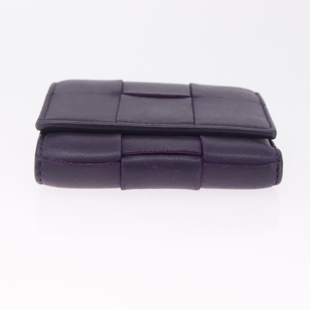 Bottega Veneta MAXI INTRECCIATO Cassette Wallet Leather Purple Gold Auth 211988A