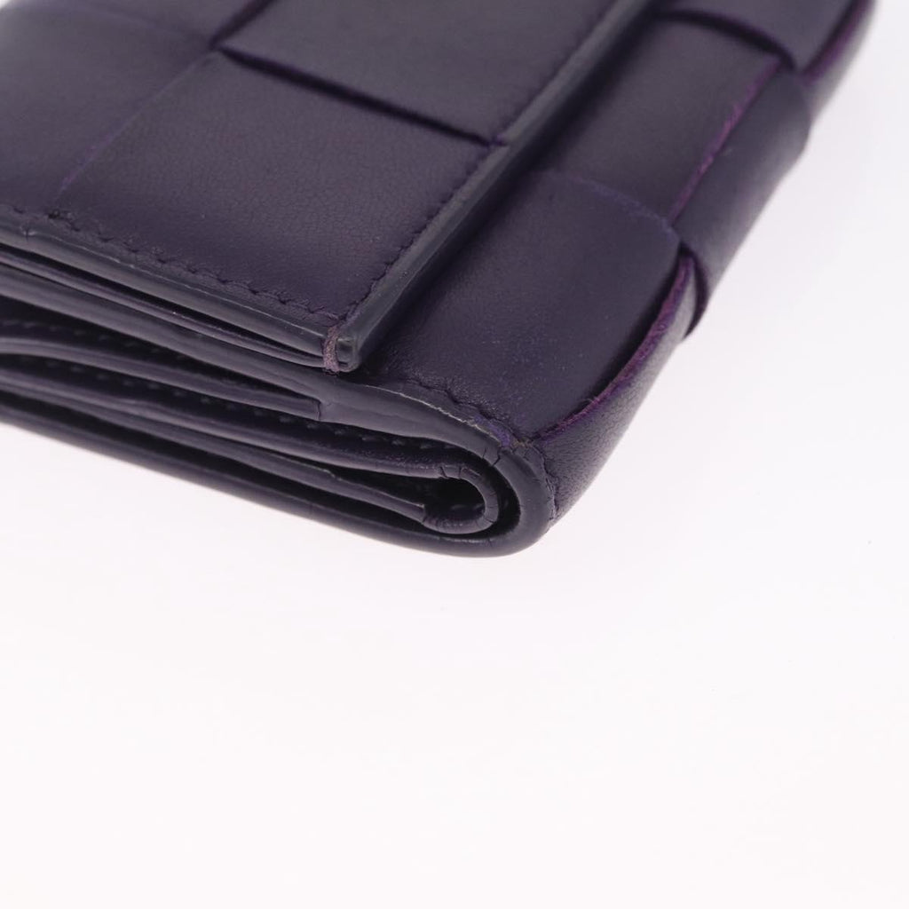Bottega Veneta MAXI INTRECCIATO Cassette Wallet Leather Purple Gold Auth 211988A