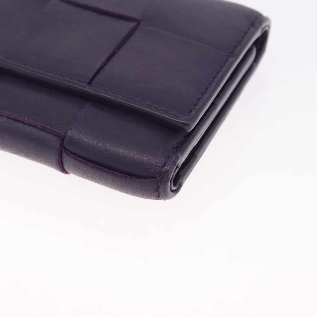 Bottega Veneta MAXI INTRECCIATO Cassette Wallet Leather Purple Gold Auth 211988A