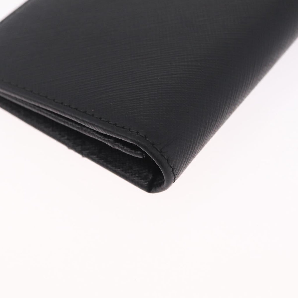 PRADA Long Wallet Safiano Leather Black Silver Auth 211994A