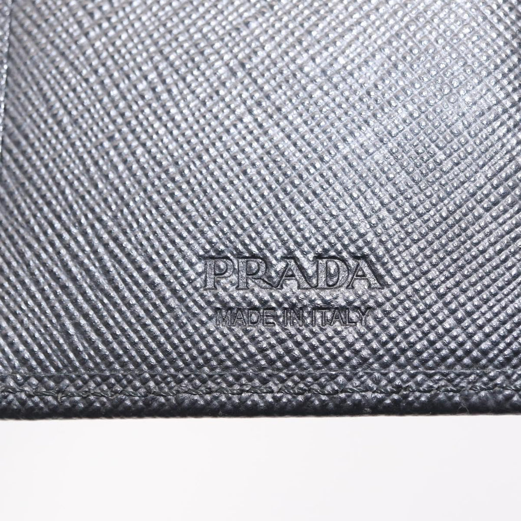 PRADA Long Wallet Safiano Leather Black Silver Auth 211994A