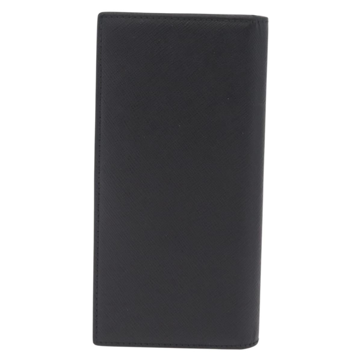 PRADA Long Wallet Safiano Leather Black Silver Auth 211994A