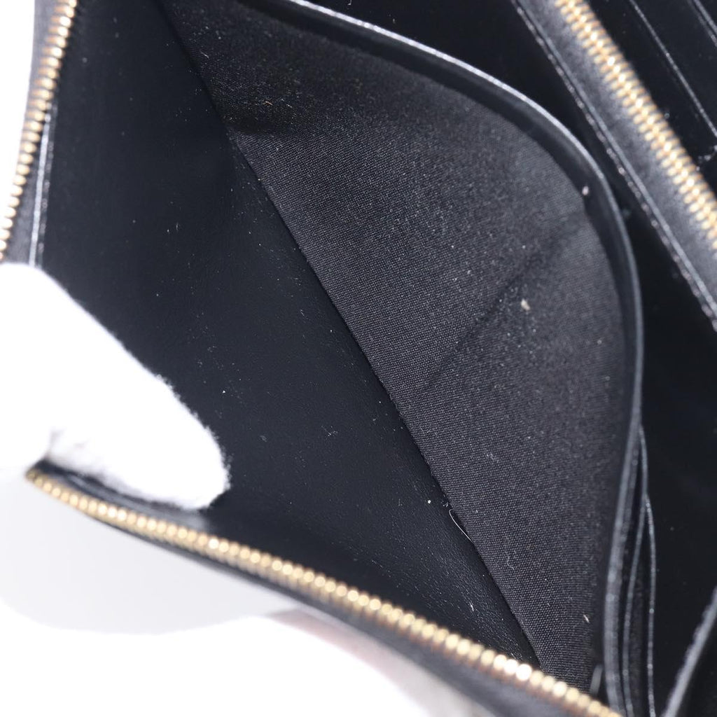 CELINE Triomphe Long Wallet Leather Black Gold Auth 212057M