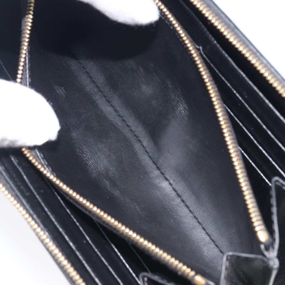 CELINE Triomphe Long Wallet Leather Black Gold Auth 212057M