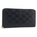 CELINE Triomphe Long Wallet Leather Black Gold Auth 212057M
