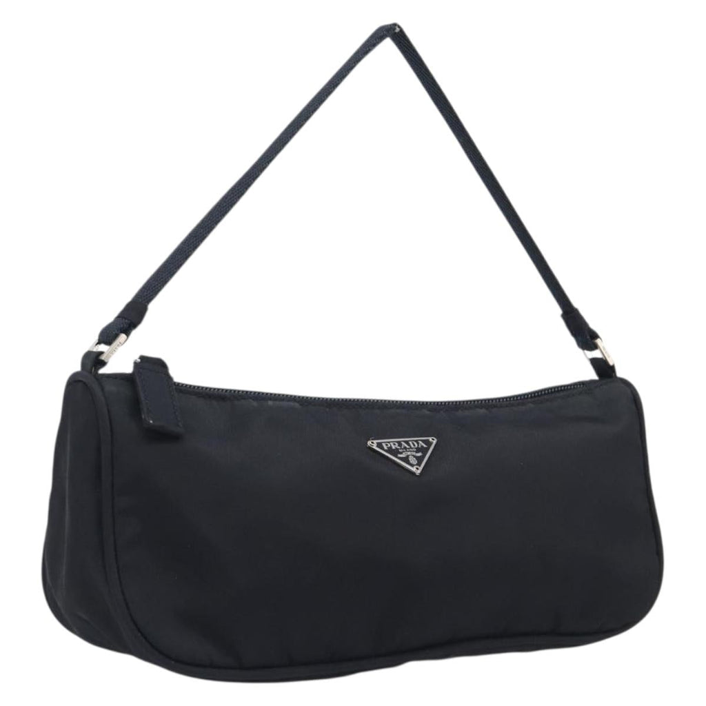 PRADA Accessory Pouch Nylon Black Silver Auth 212103V
