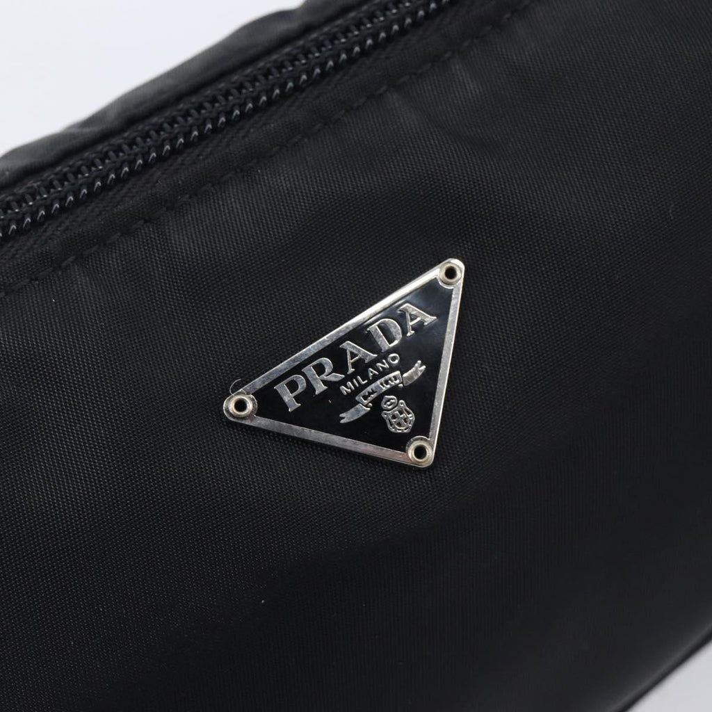 PRADA Accessory Pouch Nylon Black Silver Auth 212103V