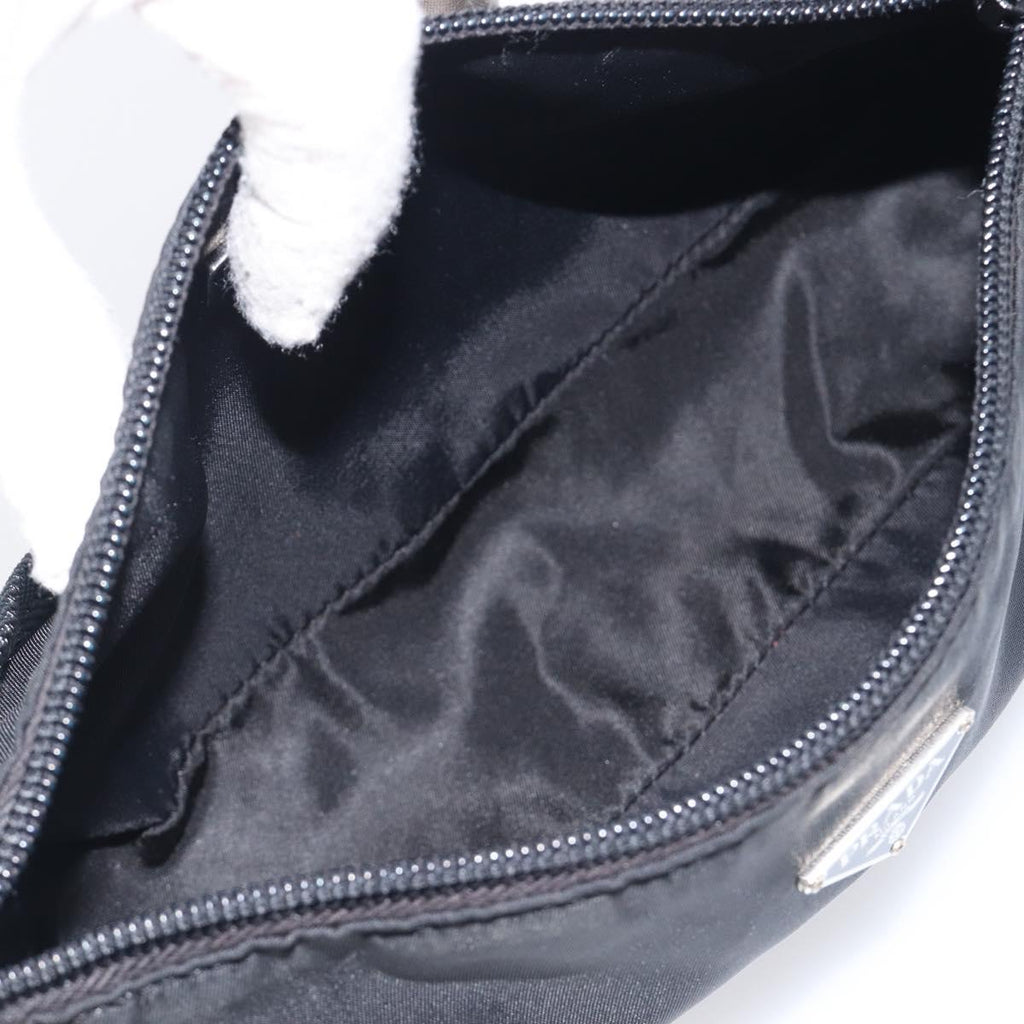 PRADA Accessory Pouch Nylon Black Silver Auth 212103V