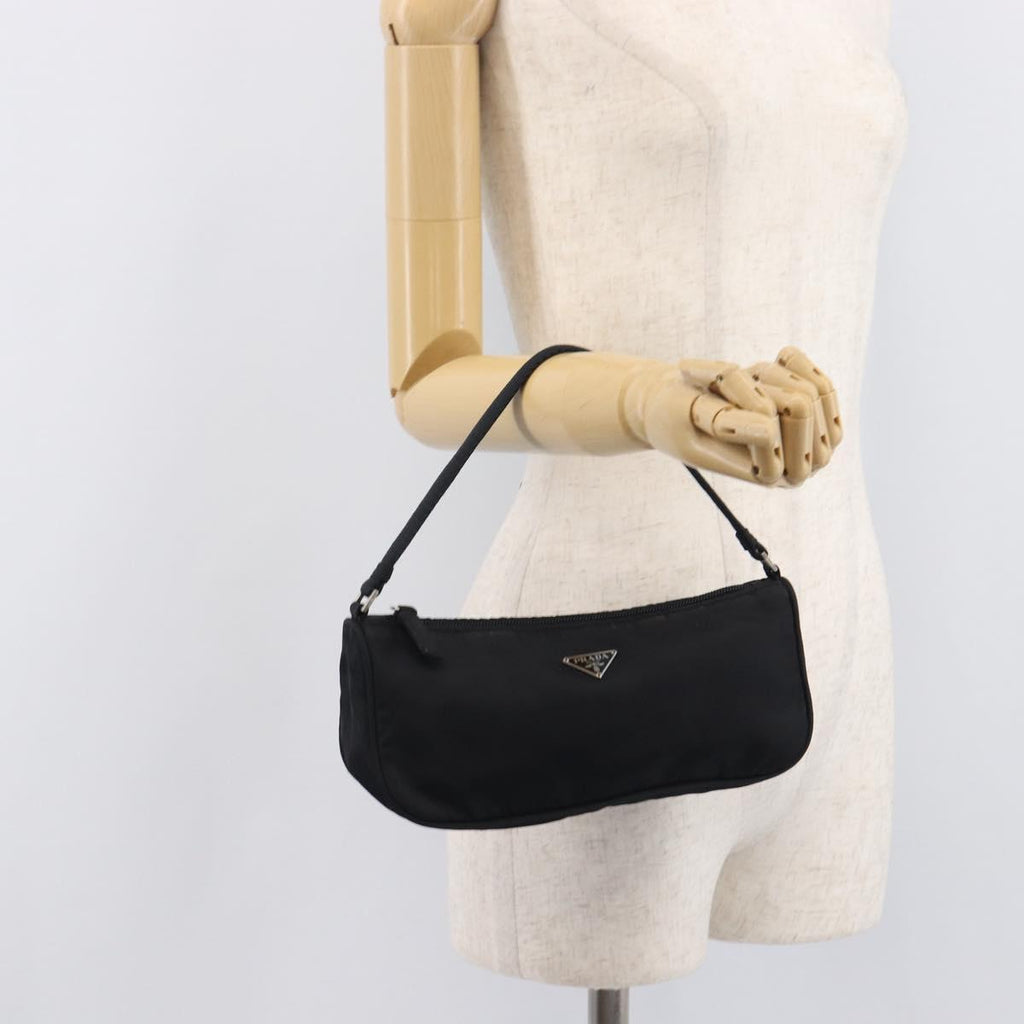 PRADA Accessory Pouch Nylon Black Silver Auth 212103V