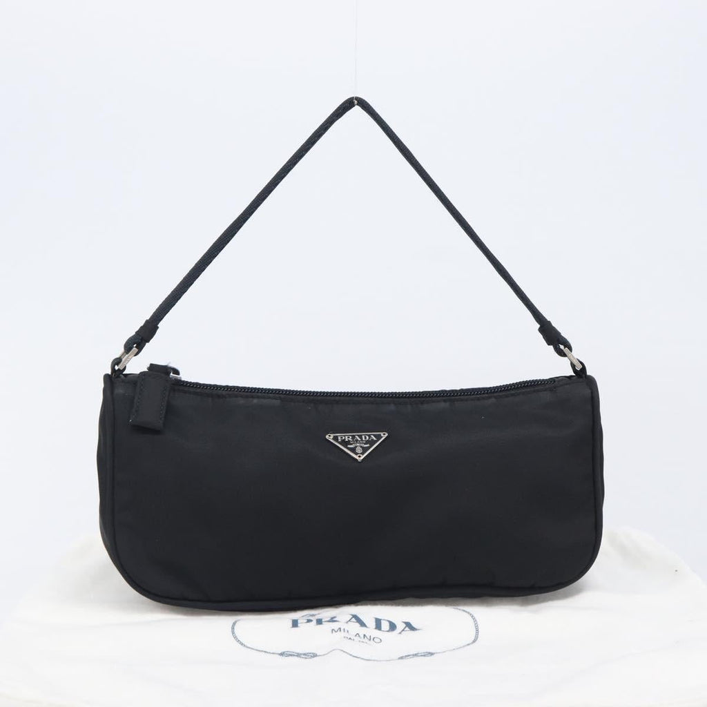 PRADA Accessory Pouch Nylon Black Silver Auth 212103V