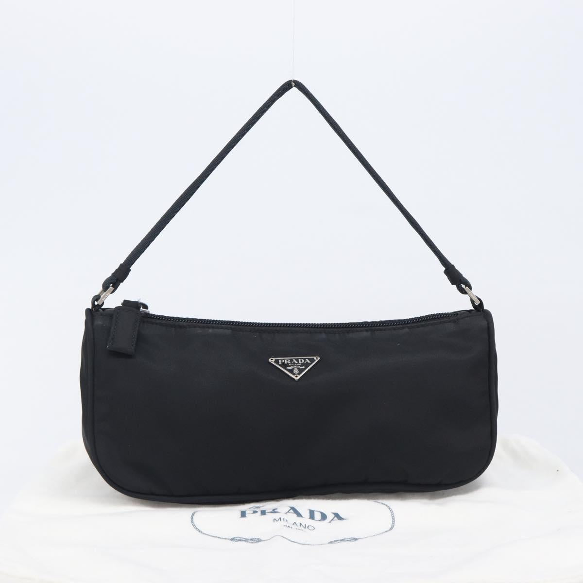 PRADA Accessory Pouch Nylon Black Silver Auth 212103V