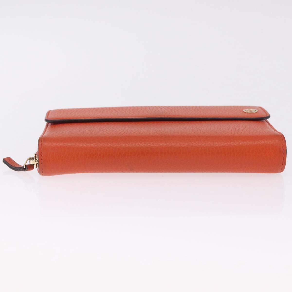 GUCCI Interlocking Long Wallet Leather Outlet Orange Gold 449397 Auth 212115A