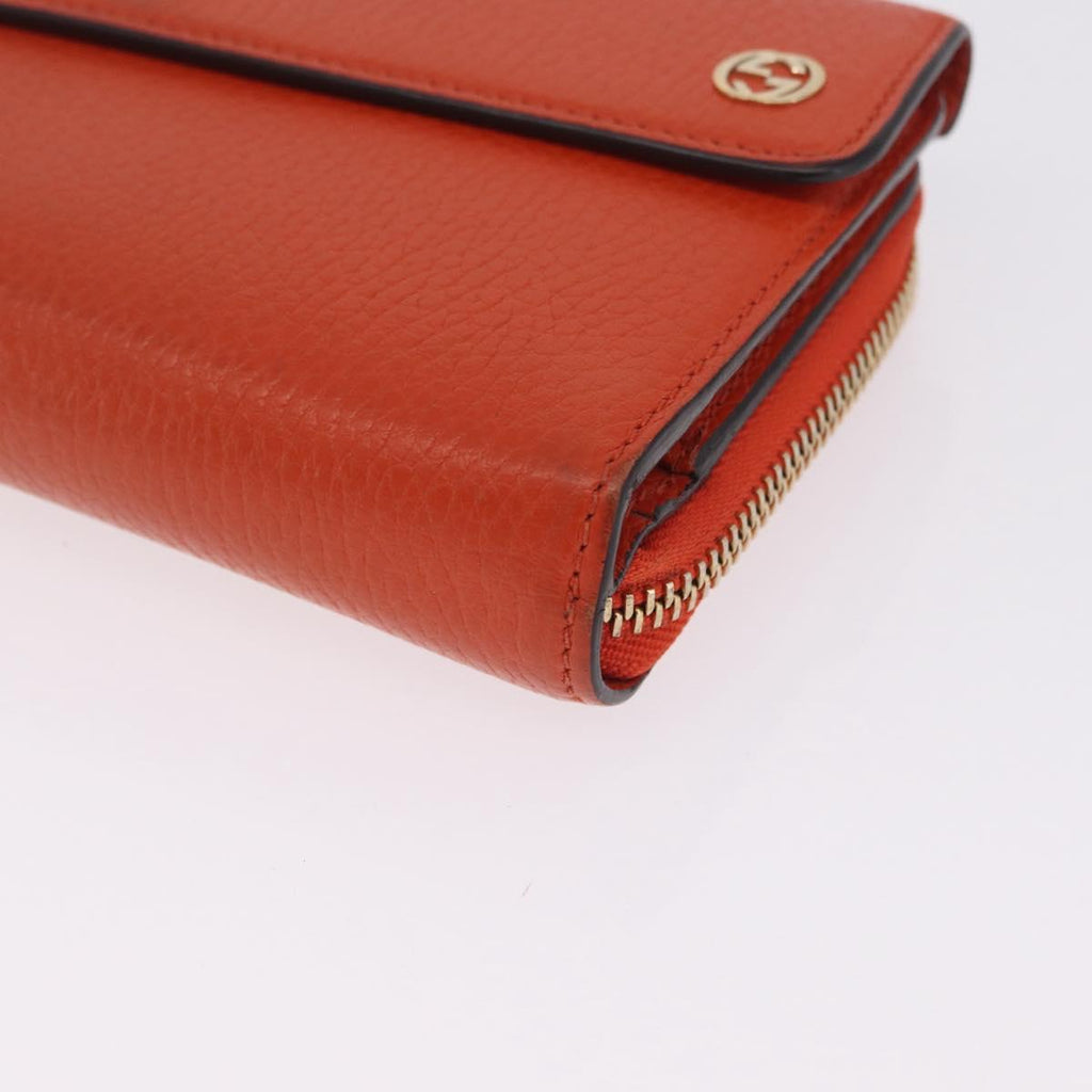 GUCCI Interlocking Long Wallet Leather Outlet Orange Gold 449397 Auth 212115A