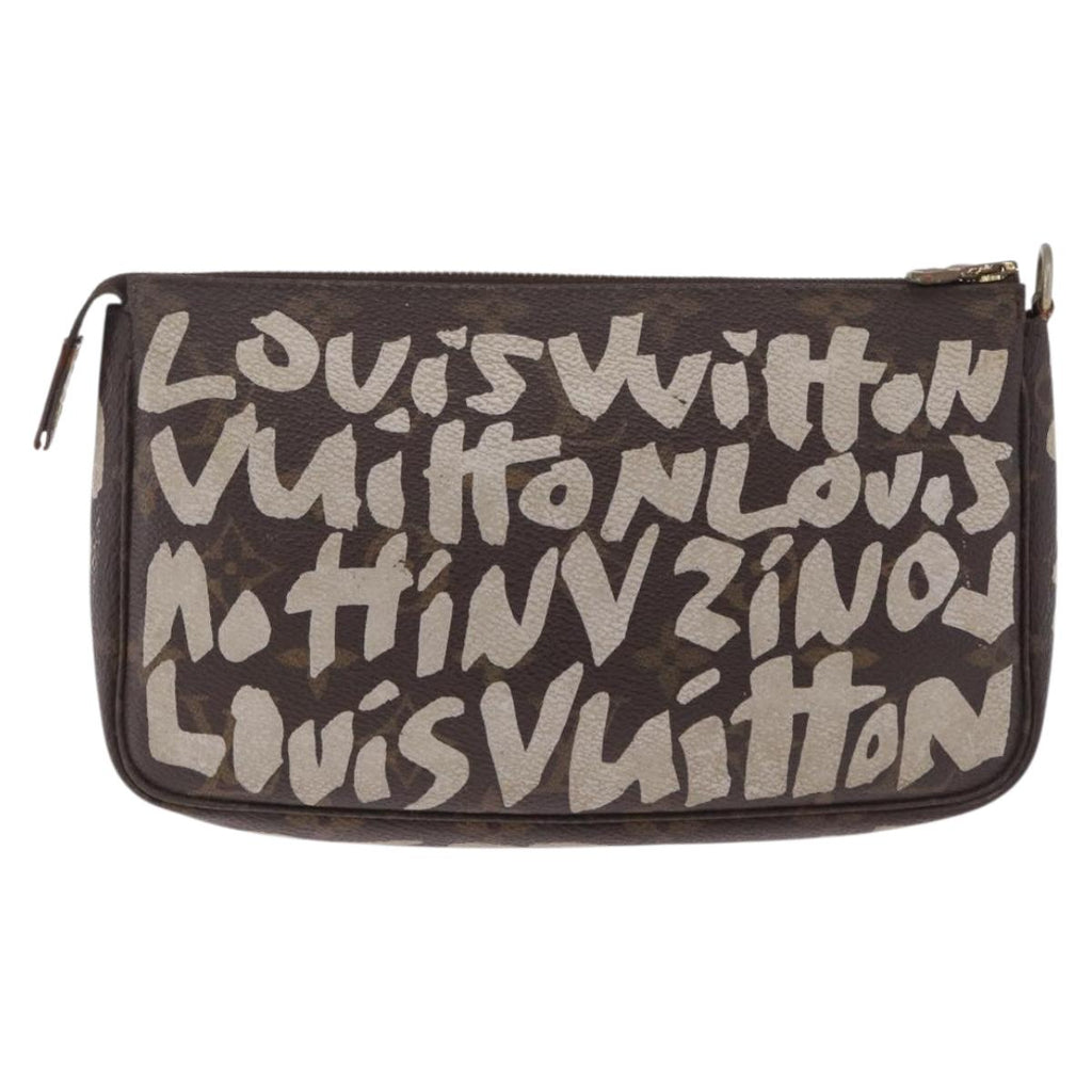 LOUIS VUITTON Graffiti Pochette Accessoires Pouch White M92192 LV Auth 212118
