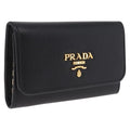 PRADA Key Case Safiano Leather Black Gold Auth 212121M