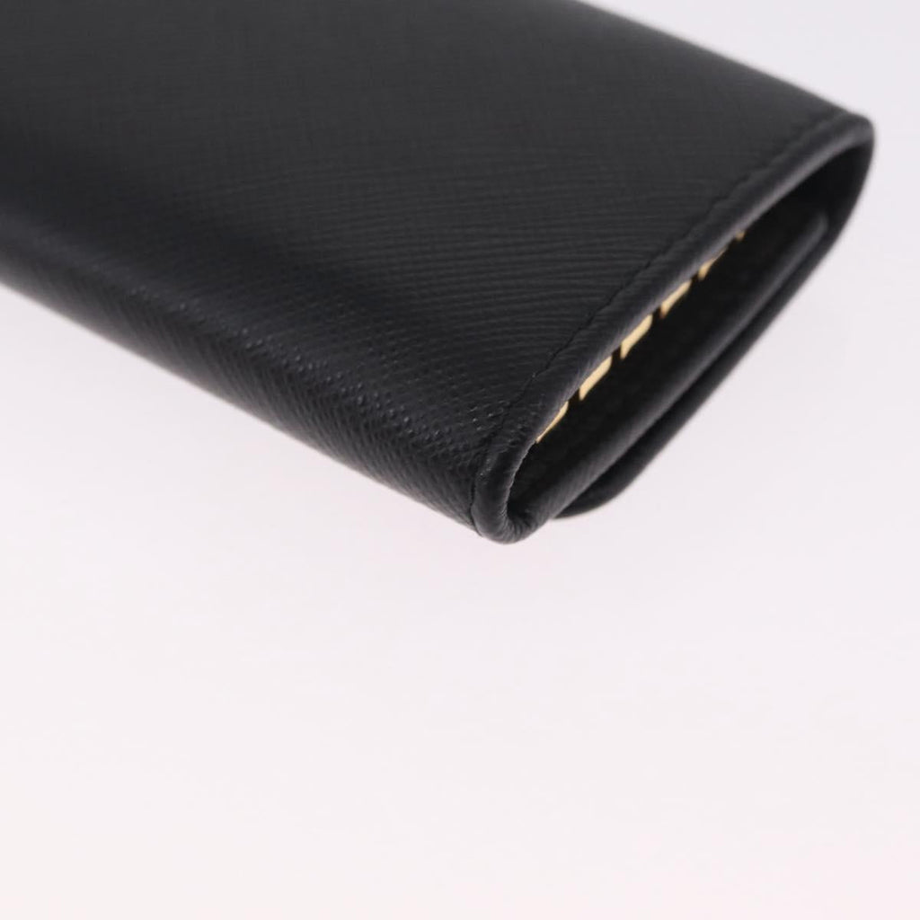 PRADA Key Case Safiano Leather Black Gold Auth 212121M