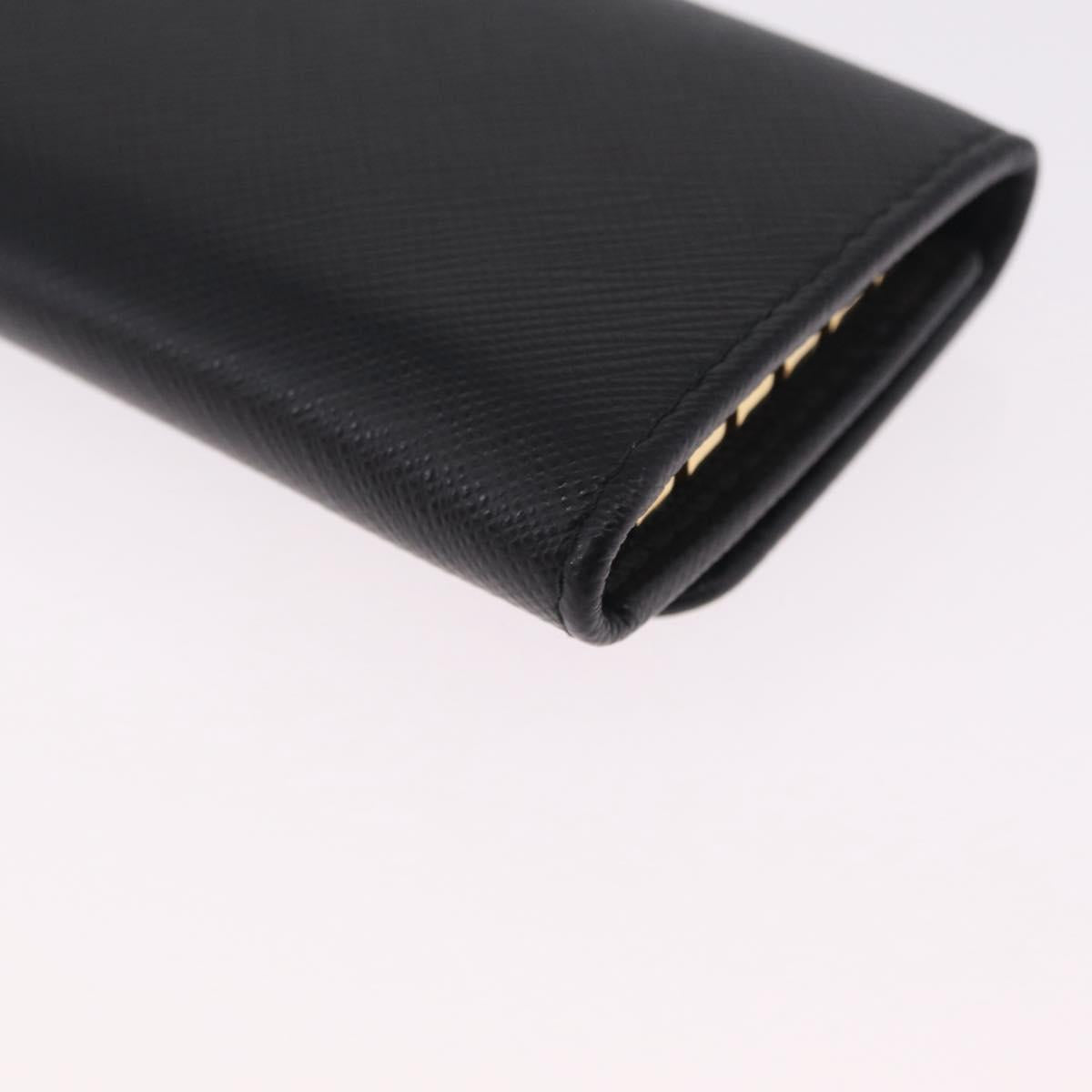 PRADA Key Case Safiano Leather Black Gold Auth 212121M