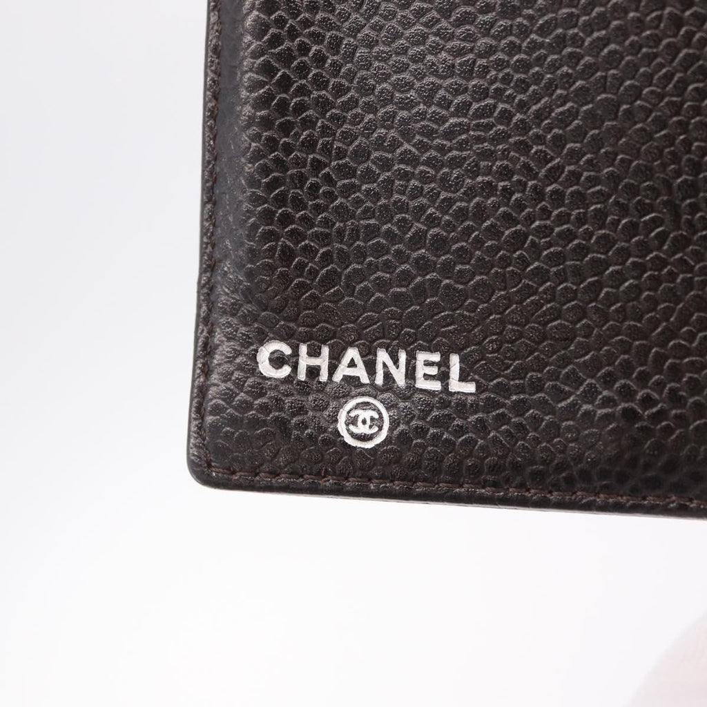 CHANEL Matelasse Long Wallet Caviar Skin Brown CC Auth 212125V