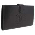 CHANEL Matelasse Long Wallet Caviar Skin Brown CC Auth 212125V