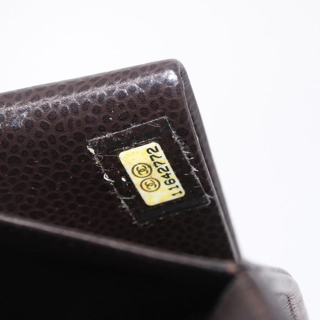 CHANEL Matelasse Long Wallet Caviar Skin Brown CC Auth 212125V